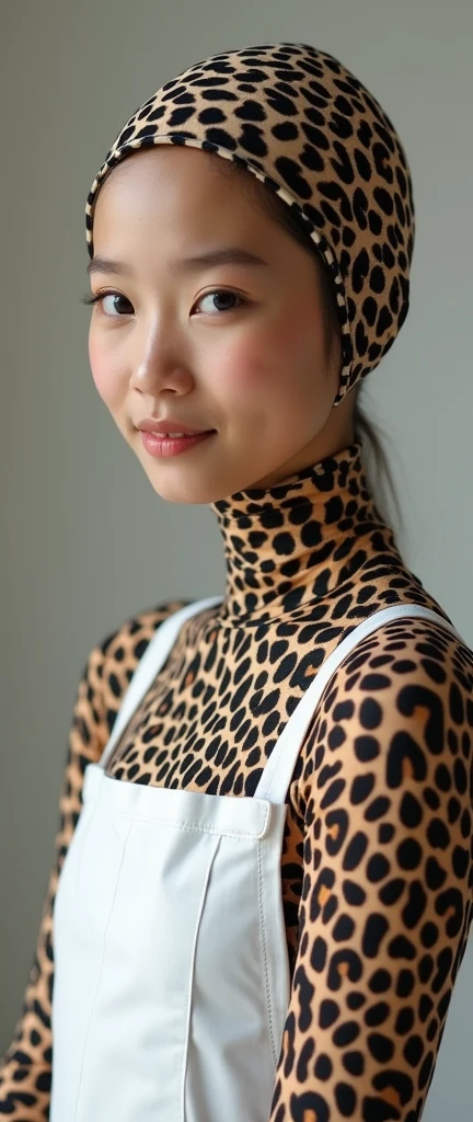 The most beautiful,thin,most pretty and clever Asian muslimah adult girl wears plains zebra lycra turtleneck unitard catsuit covered with stripes.She always wear plains zebra print lycra dancewear stretchy hijab covered with many stripes.She is sitting on the plastic chair and eats nasi ulam at the hotel.
