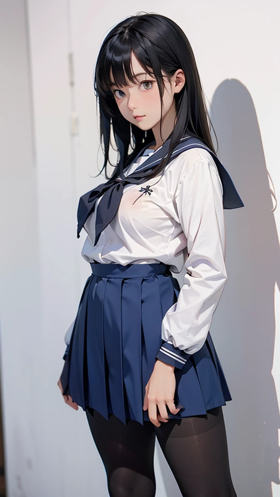 mix4, (16 K, Raw photography, Top image quality, masterpiece: 1.45), (realisitic, Photorealsitic: 1.37), one girls, 7.5, etc、No skin exposure due to clothing、Well groomed、Random hairstyle、Standing figure,Morning time slot、a very cute,countryside view,, profetional lighting, photon maping、physically-based renderingt, Gradient dark brown hair,Crisp backgrounds and high resolution, a handsome, Well-groomed and beautiful eyes、Large double eyelids、Very shiny、girl with, (((student clothes、Long sleeve sailor suit worn by Japan schoolgirl、Navy blue sailor color、scarf、Navy blue miniskirt, Small beret、high socks、lowfers))), Top Quality Photos, hight resolution, 1080p, (clearface), (Detailed face description), (Detailed hand description), (masterpiece), (Exquisite CG)、extreme light and shadows、dishevled hair、master work、abundant detail、(Fine facial features)、(top quality photo)、(masuter piece)、(A detailed eye)、Look in front of you、Fine clavicle、((Slender big))、(((Japan schoolgirl in sailor suit)))、((Beautiful face like an idol))、((country、train track、railroad crossing、Mountains in the distance々))、(((neat and cute)))、耳Nipple Ring、A big smile、Drawing the whole body from the knees、Do not draw nasolabial folds、(((Cute sailor suit)))、( that hang down big:1.2)、Big buttocks wion、Two arms and two legs、(((from the front side:0.3)))、bare hand、No mask、