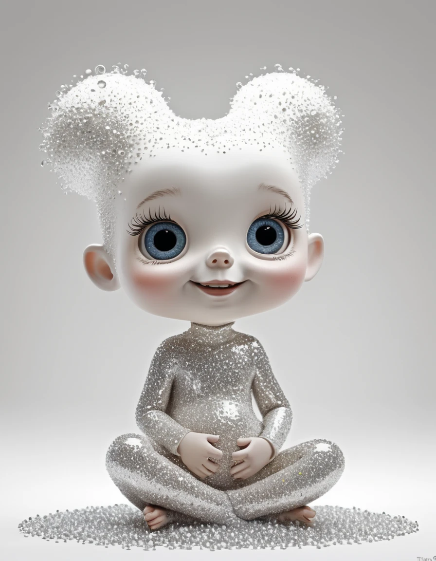 новогодний nudeart,  general plan , humor, cartoony,  quality 3D , 4K,  milky white background , Shine, sparkles , glitter,  milky white ,  cartoon
 by Tim Burton+  Nino Chakvetadze 