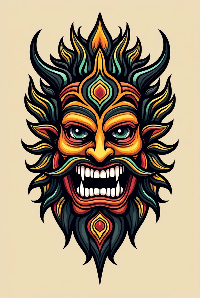 Create a beautiful illustration of Philippines mask-headdress design that feels like representing "WIKA" vibes (Front View). No human, must be only headdress with a mask. With Philippine flag symbols