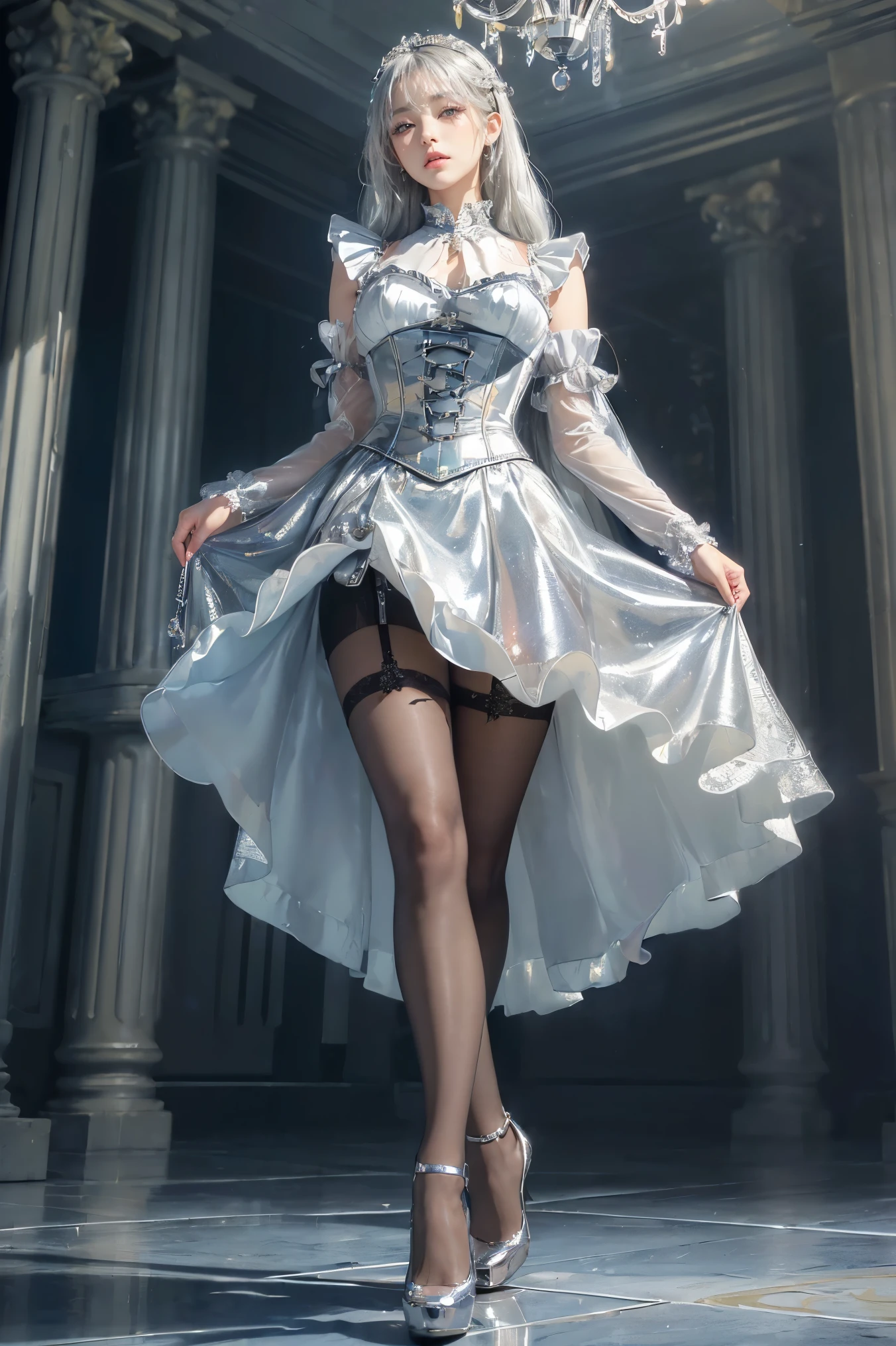 Saber1girl, white garter beltwhite dressbowplatinum blonde hair
<lora:~Q?-Saber:0.8>