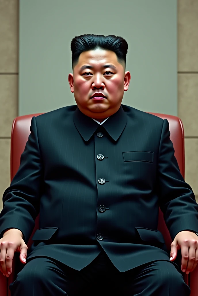 A photo of Kim Jong-un at a high-security government summit,original,Kim Jong-un, the North Korean leader, is known for his distinctive appearance: a round face, a distinctive haircut with shaved sides and longer hair on top, and a stocky build. He is often seen in public wearing suits or military-style attire, which adds to his authoritative image. , male