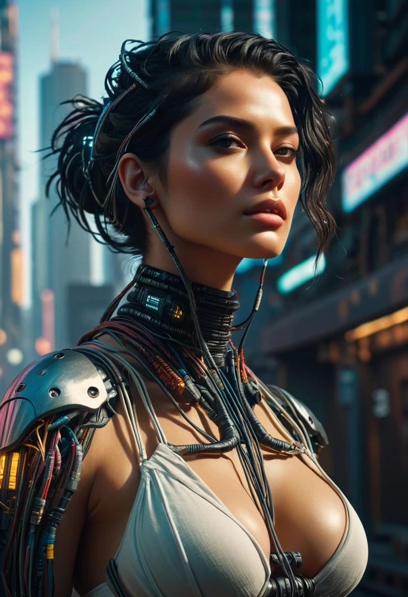 Artwork of beautiful cyberpunk sexy girl,  ((cybernetic)), ((cyberpunk))
