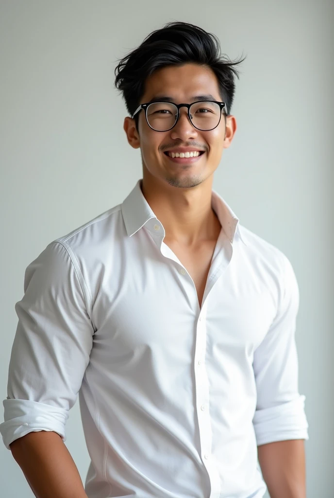 Asian man,27years,hot frat guy wearing a suit, open shirt, black suit jacket, black suit pants, showing off his body, defined abs and defined pecs, smirking,  ultra realistic, shot with cinematic camera, high quality photography,, flash with softbox, 4k, Canon EOS R3, hdr, smooth, sharp focus, high resolution, award winning photo, 80mm, f2.8, bokeh, masterpiece realistic, best high quality,Real-life Photorealism, Raw Portrait Photography , There are abs, Differential crushing cap, rough breath, Black hair, Messy hair, modern, hyper HD, Masterpiece, curate, This photorealistic portrait combines the style of National Geographic., Capture every detail of his textured skin in 8k resolution. Leica digital SLR. (8K UHD、RAW Photography、Photorealistic Portrait Leica Digital SLR、Lifelike images) , sitting on floor, , slightly open mouth, 