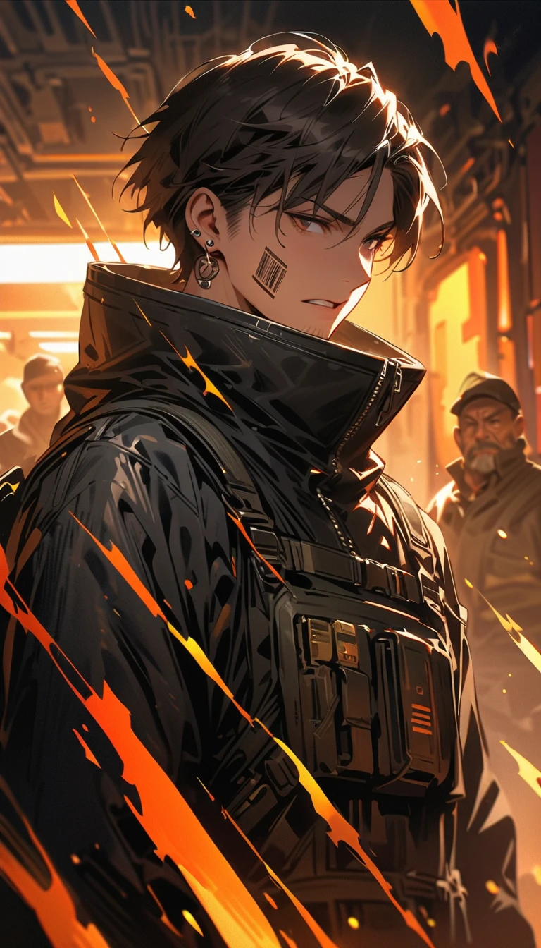 ultra detail, high resolution, ultra detailed, best quality, amazing, top quality, extremely detailed CG unity 8k wallpaper, cinematic lighting, cyberpunk, dark boy, goku gang facemask