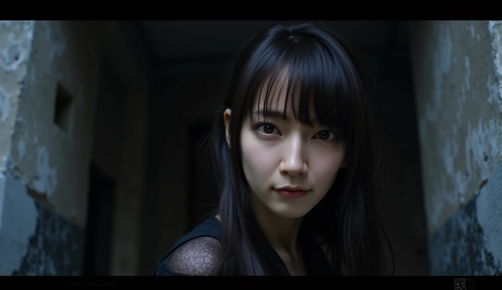 night、Dark Room、Woman with beautiful face、Lonely、Expressionless、Bodyline