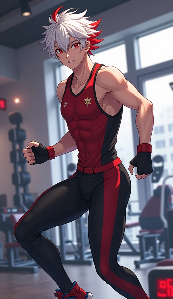 ((masterpiece)),((Highest quality)),One Man, 8k,Detailed,非常にDetailed, Neutral expression, Stylish pose, Realistic skin texture, Cinema Lighting, Gymnast. Every muscle on his body is perfectly toned like an athlete., Gymnastics uniform,Gym suit