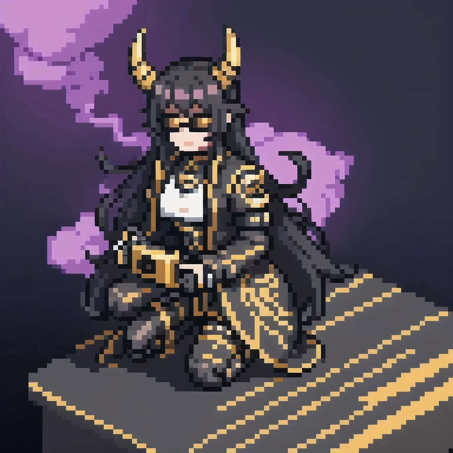 wearing gold frame reflective sunglasses {x} cyberpunk, black, golden and silver silk in the moonlight, big horn, go down the mountain tiger, knelt down on one knee: 6 miniature model , wear gold frame reflective sunglasses , Rouge complexion, very happy , with outstanding texture isometric , intense contrast isometric , long-focus model ,3D Modeling, empty model , Virtual Engine ,Strong contrast, studio light chase , bright starlight white light ,Dreamy atmosphere,Bright colors,8k, rich low-light ,Purple smoke ,Focus