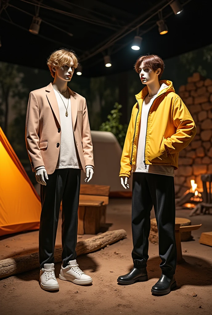 A -yeld bl boy had some filth on him,Wearing an orange one-piece prison suit,Handcuffs on their hands,Wearing leg irons on his feet,He was escorted barefoot by prison guards,Melancholy look prison background