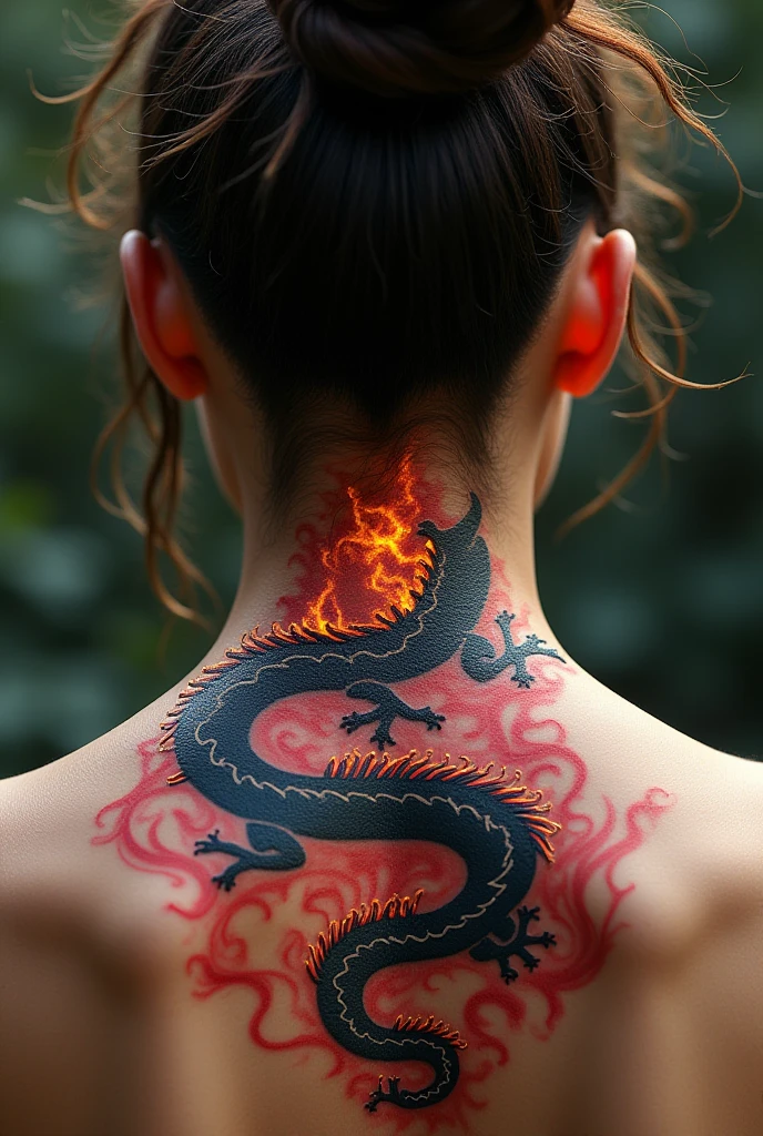 Back Tattoo,Dragon and Phoenix Tattoo on Back,(Super macro),,The beautiful back line of a Japanese geisha,serge lutens style,in style of Cecil Beaton
