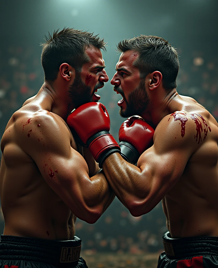 A very tall boxer fights a man who is much shorter than him. Look, a woman is not taller than a man. A woman is much taller than a man.