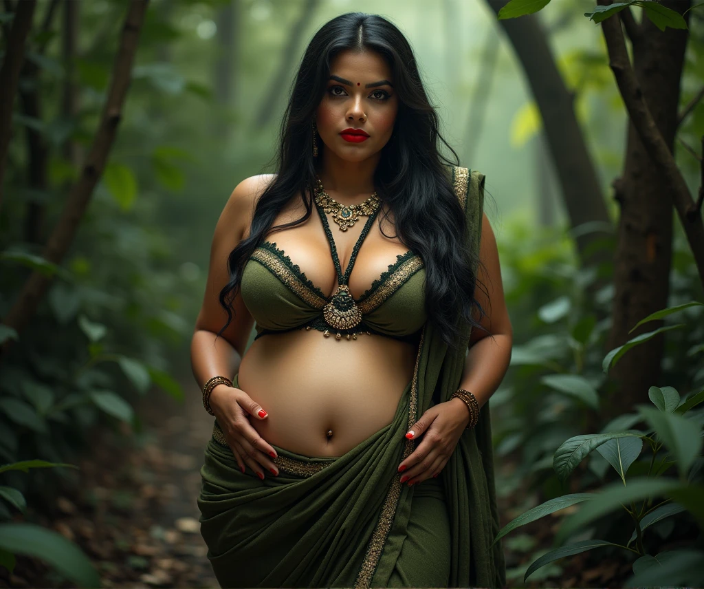 Looks like Aparna Dixit, full body Closeup shot, Big chubby aunty, milf, cougar lady witch, horny Gothic milf,  70 years old gorgeous mature lady, pervert demoness, demoness of lust, curvy, black lips, horny face, extremely gorgeous, thick figure, heavy physique, voluptuous, curvy, sexy figure, Fashionable portrait of androgynous alien looking witch wearing veil, glowing eyes, futuristic design, minimal details, givenchy, photoreal, 200mm, hd, f/ 2.0, highly detailed, surreal, sexy beautiful evil woman, sexy bold sequin Saree with strapless Bra, chudail, Pishachini, horror genre, blood-thirsty enchantress, powerful female spirit, eerie, drop dead, in the style of red and blue, (intricate details, hyperdetailed:1.15) (skin texture:1.2), dark Moody tone, cinematic lighting, haunted place in background, 