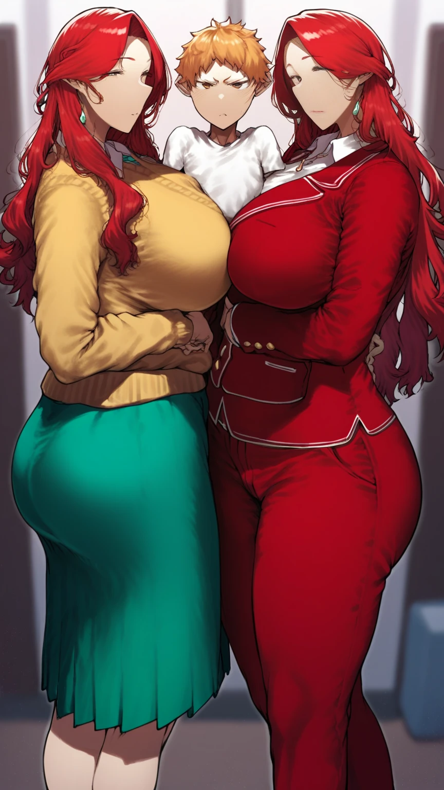 2 heads, a short skinny woman with 2 heads. Massive fake round tits. In a park during the winter. Snowing. Wearing an unzipped Christmas jacket. Wearing black sweatpants. Wearing Santa hat. Gorgeous face. Cute. Happy. Smiling. Young. Flirty. Goth. Long straight red hair. Touching breasts. Seductive. Gigantic round fake tits. Thick thighs. Slutty. Girlfriend. 2 heads. Conjoined. Enormous round fake boobs. Aroused. Horny.