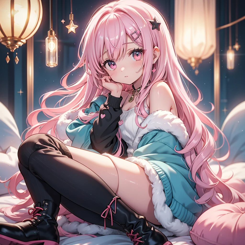 (Pieces fly),(highest quality:1.1),(Very detailed),Best illustrations,The finer details,(Portraits:1.1),(Watercolor)fluffy,1 girl,alone,13 years old,slim,(Very delicate and beautiful face),(Beautiful eyes in every detail),Pink thick lips,(Messy Hair),Soft and lazy,(Simple Background:1.2)Overall background color,Transparent parts,In 4K,Full Shot,Thin legs,Pink High Heels,See-through gown,The happi coat is open