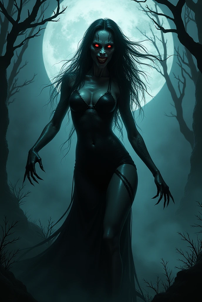 macabre style heart of the Black Desert a ral-dissolve woman cloaked in shadow stands, solo, her form a deeper shade within the all-encompassing darkness, performing a mysterious ritual known only to her, moving with precision and grace through the thick tangible obscurity that surrounds her, the ritual carving pathways of emptiness into the void itself, a massive harvest moon in the background, moon light filters through the darkness illuminating her form, crows gather around her drawn to the enigmatic aura of this sculptor of the unseen, style of Russ Mills and Tyler Shields. SimplePositiveXLv2, . dark, gothic, grim, haunting, highly detailed,