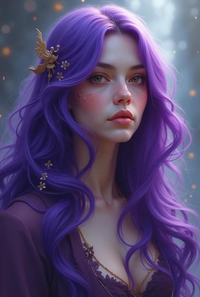 close-up head, facing camera, realistic digital painting portrait of a gothic female blood elf, (curly hair:1.1), (purple hair:1.3), magical dark and red universe, magic cloth armor with red and yellow engrave in intricate details, (abstract background:1.2), (light particle:1.1), (very detailed skin:1.2), (game concept:1.3), (elden ring style:1.3), (arcane style:0.8), (depth of field:1.3), global illumination, art by hoang lap and fuji hoko and artgerm and greg rutkowski and viktoria gavrilenko
