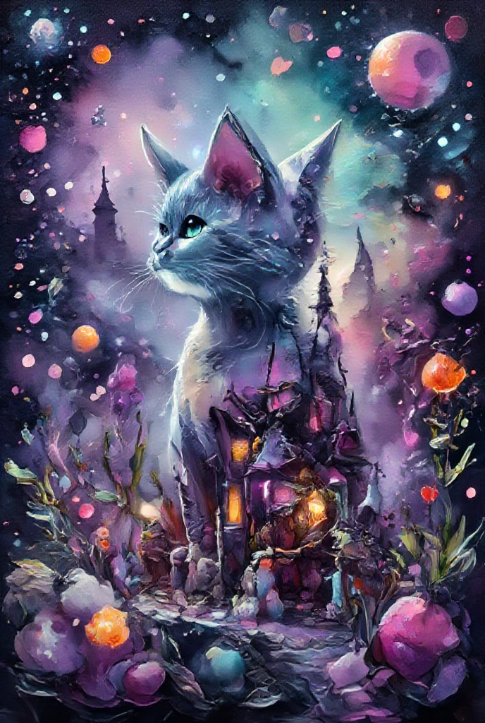 translucent,  double exposure , Overlay Layers,  cat town inside polka dots, Tim Burton+Dali ,  cat tale ,
octane, fantasy, neon, holographic