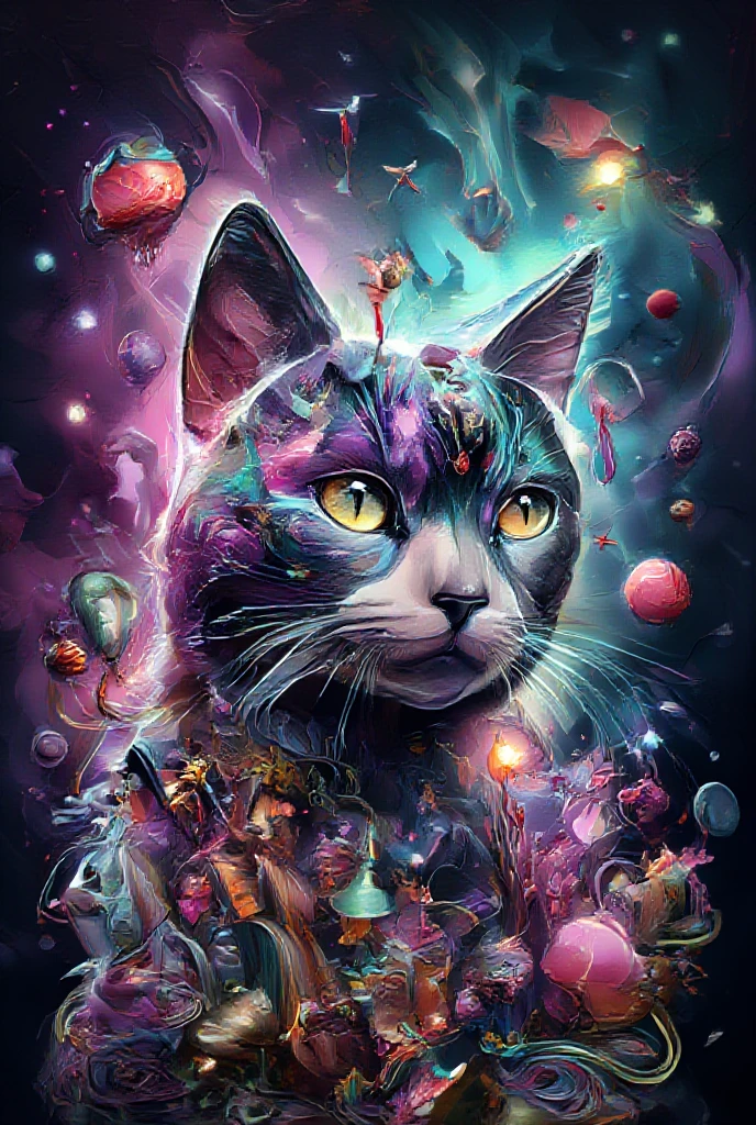 translucent,  double exposure , Overlay Layers,  cat town inside polka dots, Tim Burton+Dali ,  cat tale ,
octane, fantasy, neon, holographic