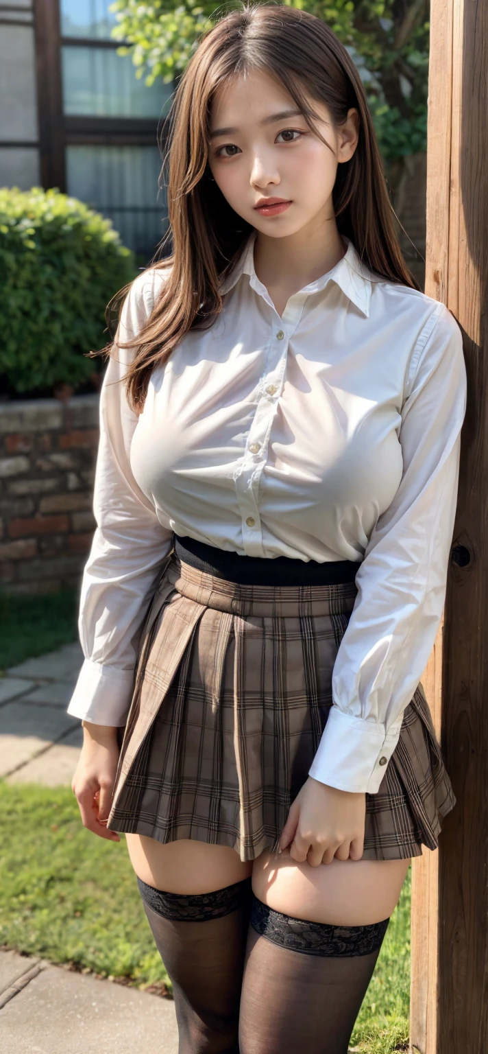 (Best Quality), (masterpiece:1.2), wide angle photo, Full body photo, (Emma Stone), (Luna lovegood) (emma watson) group photo, 5 young teen schoolgirls, 16 years old, ypung faces, innocent faces, skin imperfections, acne, perfect ruby lips, smiling wistfully, very big breasts, Wide hips, llevarán portaligas de cor white, wide and very short skirt, diverse ethics: ebony, negro, white, Nordic, indio, various hair colors: redhead, rubio, Afro, twin braids, heavy freckles, Pale skin, make up, earrings, classroom full of people, tomorrow, school, crowd of people, school uniforms, blue shirts without buttons, nipple slip, tight shirt, , negro stockings, open jacket, sexy cleavage, big neckline, 16k, photorealistic, Real photo, Nikon D800