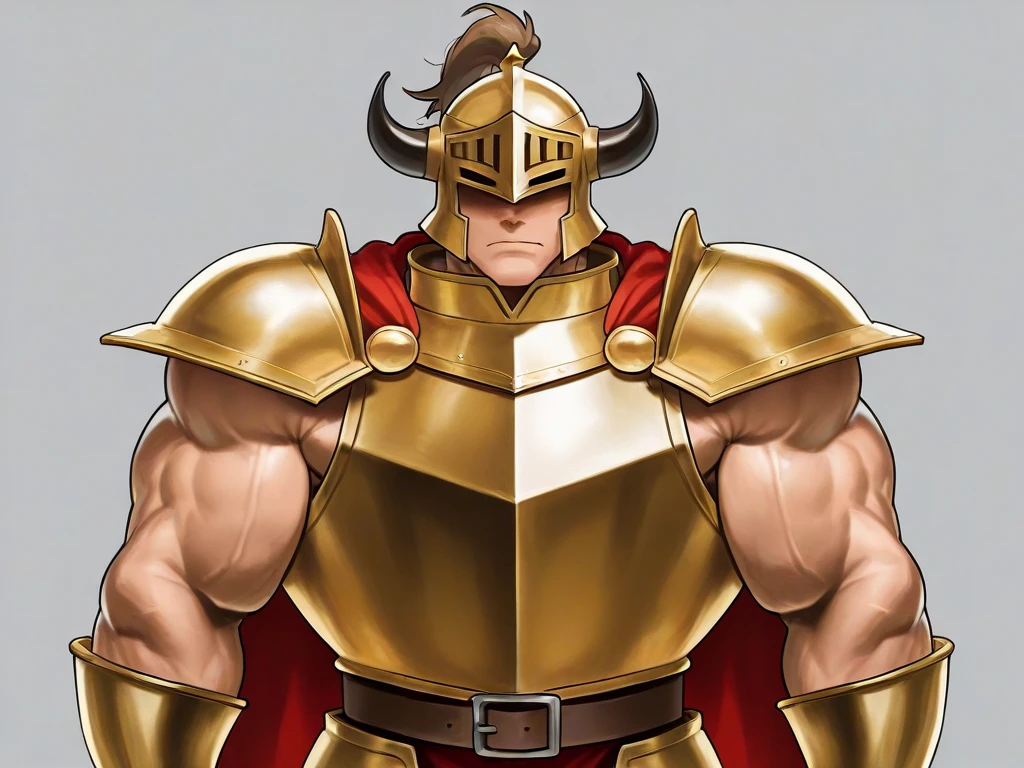 portrait, asgore, (hyper muscles:1.4), (long beard, long hair), armor, shoulder armor, spear, crown, looking at viewer, extremely detailed, white background, (by boosterpang, by kihu),