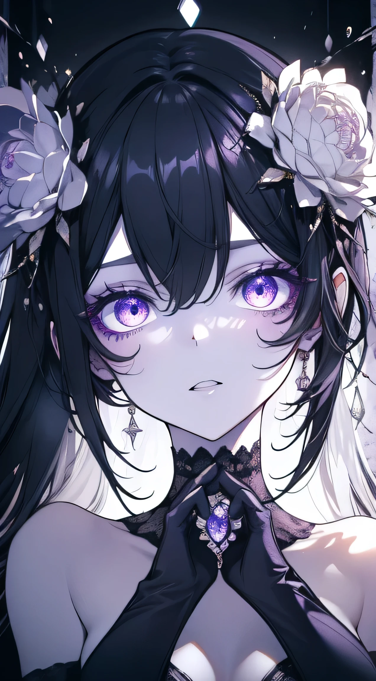masterpiece, best quality, illustration, black sax, Yandere sadistic smile, seductive black dress, 1 woman, gorgeous, (dynamic lighting: 1.2), cinematic lighting, delicate facial features, detailed eyes, sharp pupils, realistic pupils, depth of field, bokeh, sharp focus, (very detailed, blooming, light: 1.4), many small gems