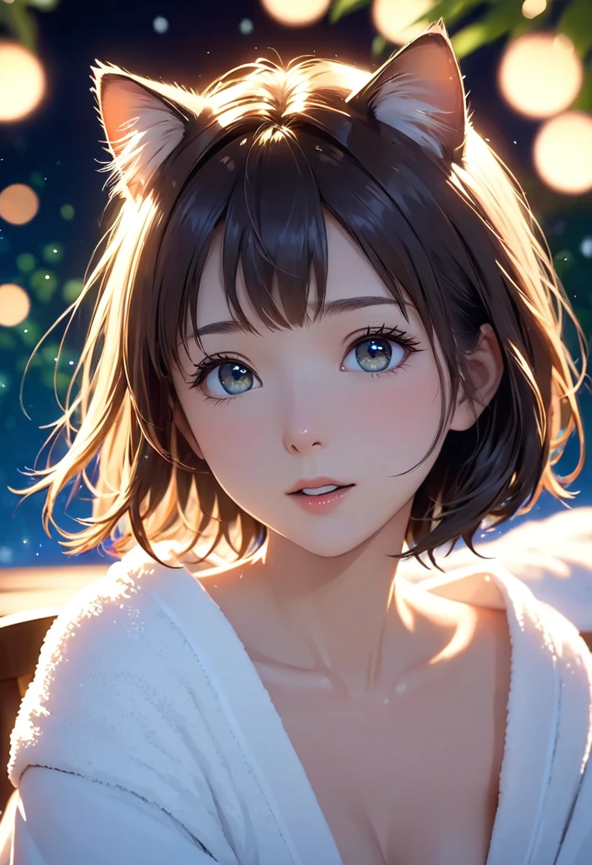 ((Masterpiece)), (Anime:1.3), ((best quality)), (RAW photo: 1.2), (High Definition:1.3), (Professional Photography:1.2), full body, (glowing light:1.5), Textured skin, (12 years old), 1girl, (Cute teenage beautiful Girl), Suntanned skin, BREAK, ((best quality)), ((thick lips)), beautiful brown eyes, (Beautiful daiamond eyes:1.5), Cat ears, Pale brown hair, unruly hair, medium hair, ((Licking lips)), BREAK, ((childish white camisole)), slightly exposed flat chest, (Ruffled lender body, sweaty, (Beautiful flat chest), (kawaii posing:1.4), (Everlasting Summer Island),