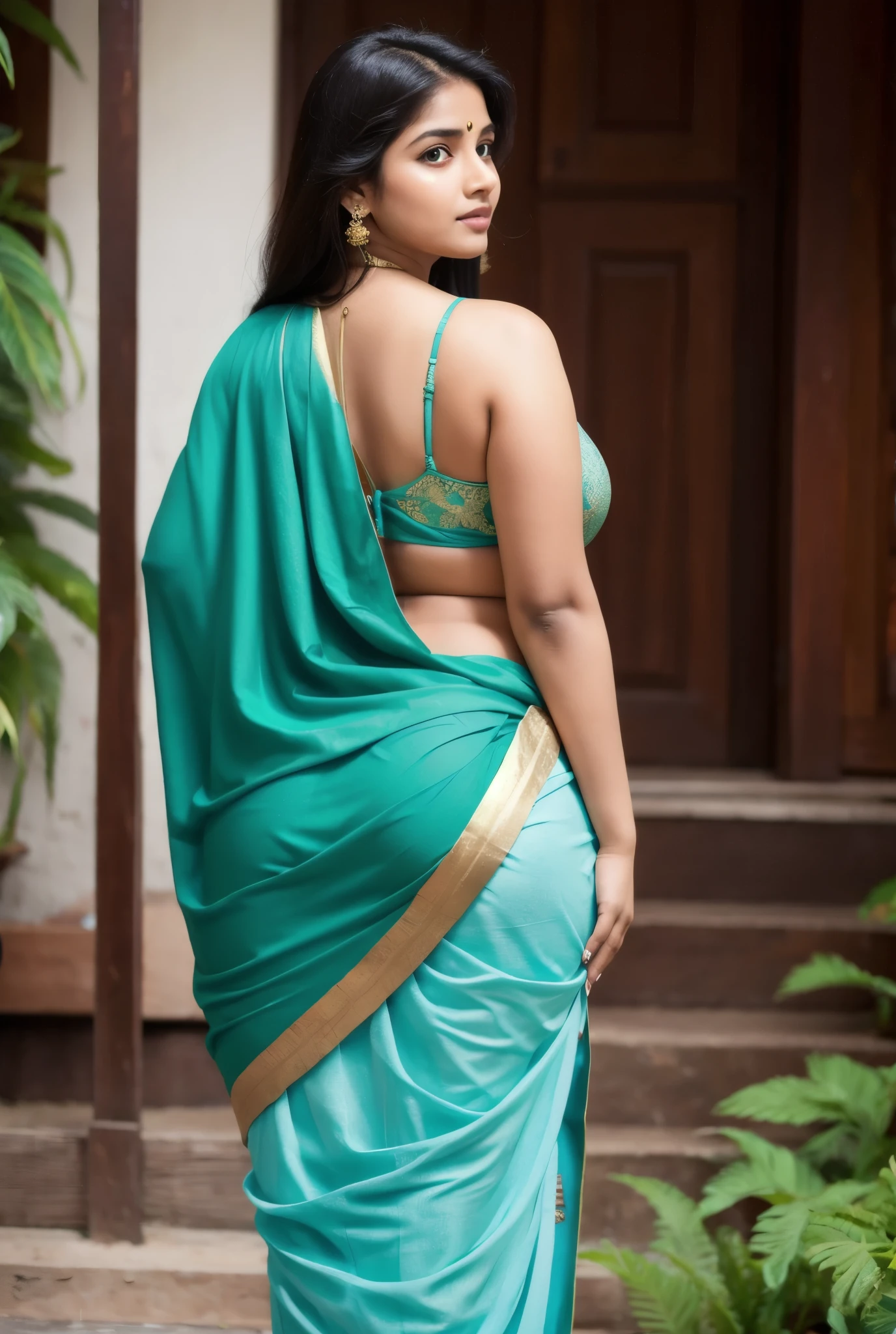 Chubby Indian women bikini saree