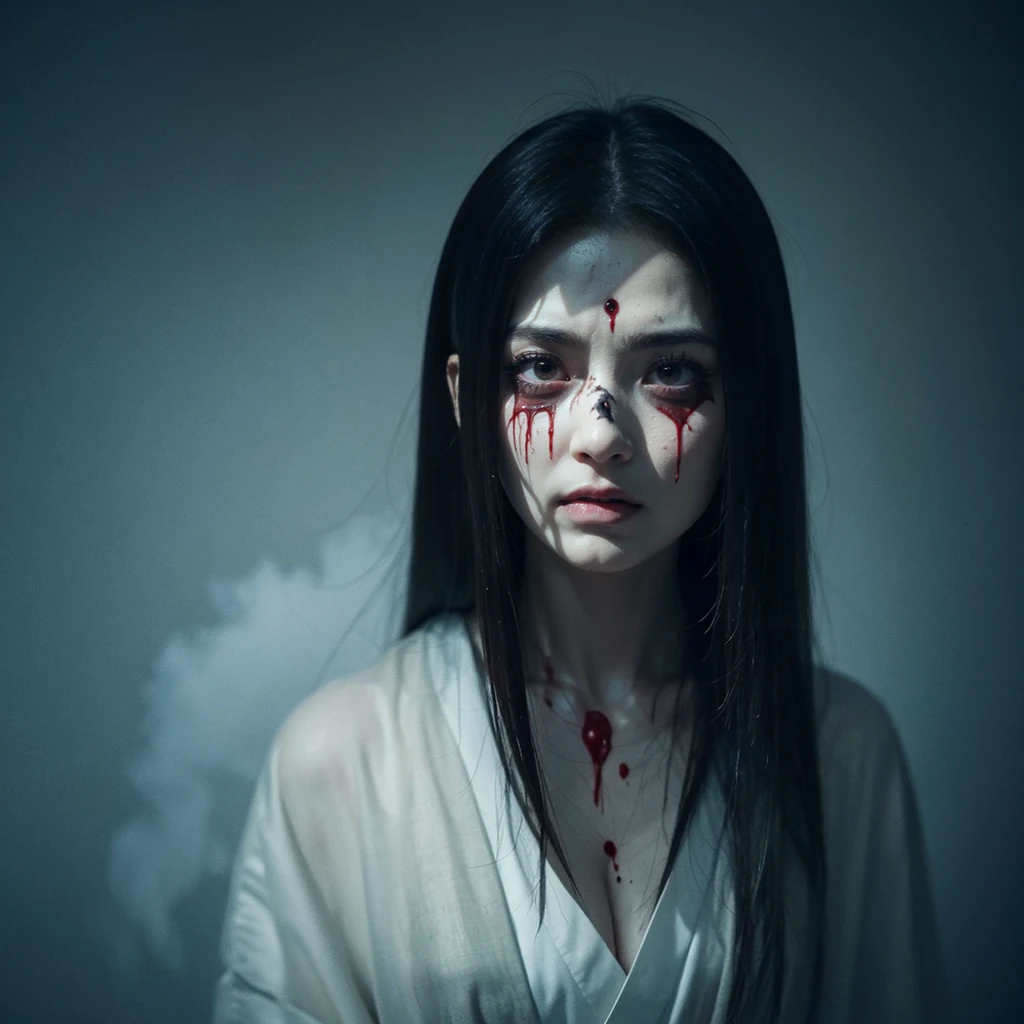 Girl with bloodstained hands