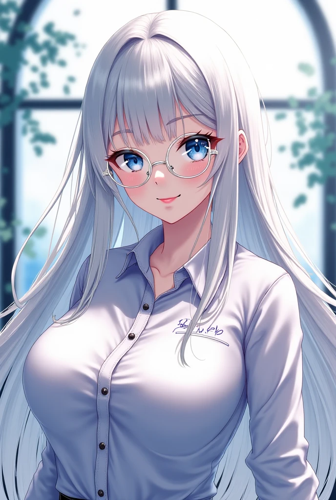 Beautiful anime character , long white hair and sky blue eyes with a ...