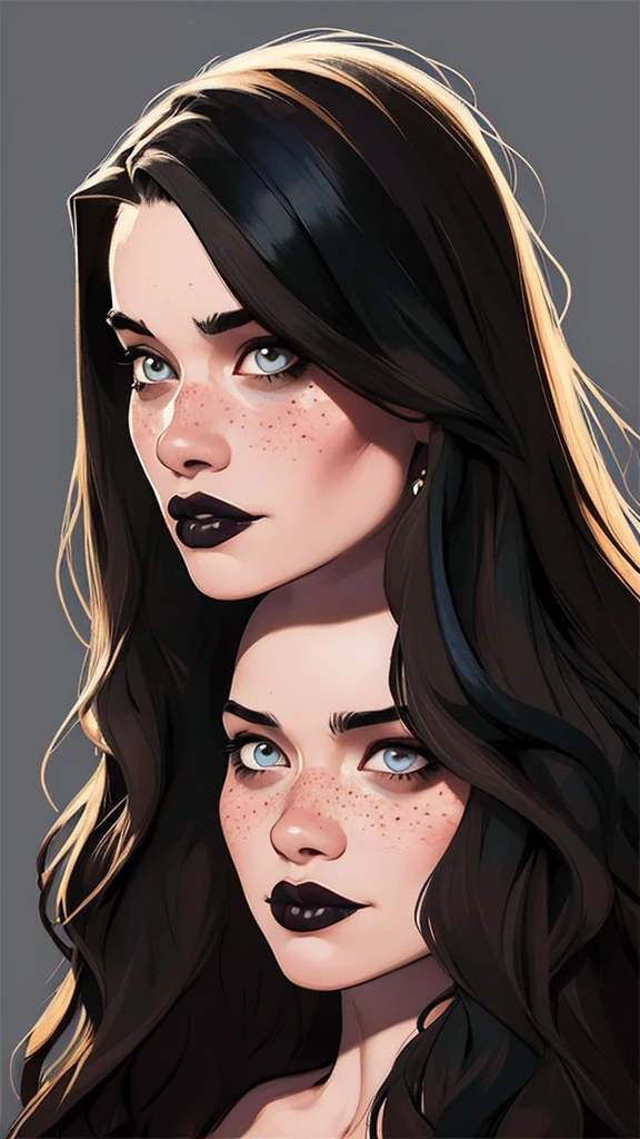 closeup of a woman in a black top and a black bra, estilo de arte de charlie bowater, Estilo Charlie Bowater, retrato de vampiro, arte do personagem charlie bowater, Alena Aenami e Artgerm, Neoartcore e Charlie Bowater, Charlie Bowater cores ricas e profundas, lazy art style, Artgerm e Tom Bagshawum close de uma mulher com longos cabelos pretos e um colar, amoranto, Bela Delfina, mais conhecido como amoranto, Kailee Mandel, cabelo preto e olhos grandes, profile picture with headshot, jovem linda amoranto, pale and glowing skin, retrato de alta qualidade, com cabelos longos e olhos penetrantes, skin pale as ivory, Sydney Hanson mode white skin tone close-up portrait cartoon style GTA style digital illustration of a woman in a black dress and black hair, linda rainha vampira, linda rainha feminina vampira, gothic maiden, very beautiful gothic top model, beautiful vampira feminina, goth girl, goth girl, gothic maiden of the dark, Gothic style, gothic woman, gothic clothes, gothic outfit, moda vampiro, vampira feminina, wearing a gothic dress Close-up of a woman with long hair and a sweater, cabelo castanho encaracolado, linda modelo, retrato de alta qualidade, medium portrait soft light, parece a jovem liv tyler, retrato colorido, linda mulher, cabelo loiro cacheado | d & d, beautiful portrait lighting, uma linda jovem, modelo muito lindo, Retrato de 50mm, Character style illustration style Completely bare breasts showing small fear Breast size Cartoon name: Isabella Cruz white background medium breasts freckled face Jennifer Connelly actress strong contours Physical description - long straight hair, tingidos de um marrom vibrante que contrasta com sua pele clara. - You reflect a mix of curiosity and determination. - Ela tem uma estatura alta, with a slender and agile figure, evidenciando sua agilidade e destreza. -fundo colorido Design de personagens de retrato, beautiful digital illustration, retrato de alta qualidade, Arte em quadrinhos, Corpo inteiro sensualizando 