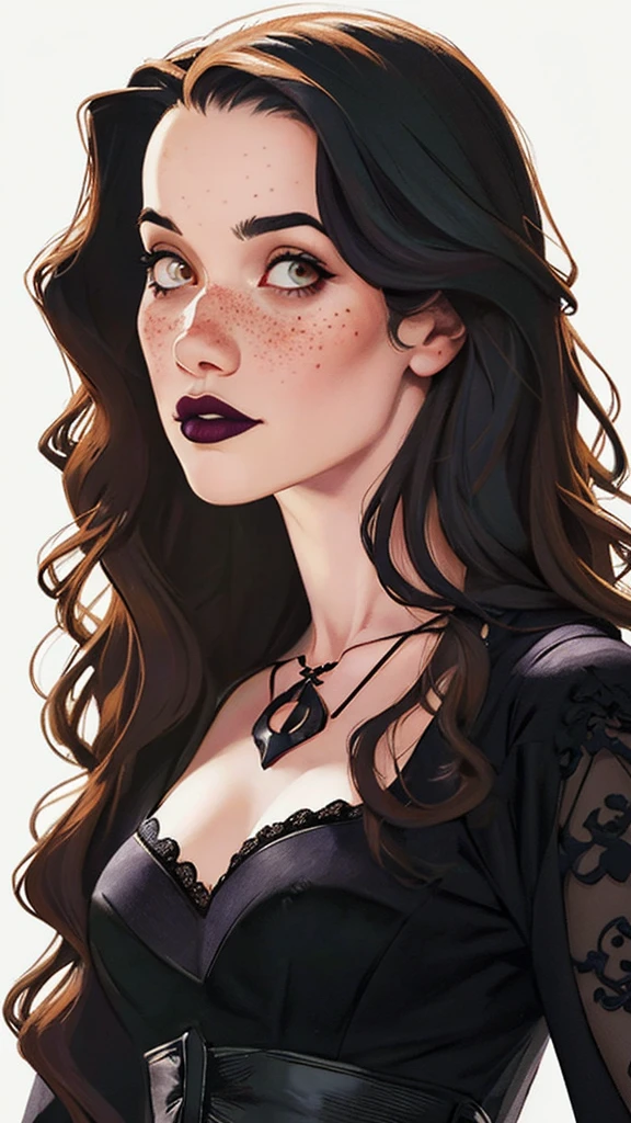 closeup of a woman in a black top and a black bra, estilo de arte de charlie bowater, Estilo Charlie Bowater, retrato de vampiro, arte do personagem charlie bowater, Alena Aenami e Artgerm, Neoartcore e Charlie Bowater, Charlie Bowater cores ricas e profundas, lazy art style, Artgerm e Tom Bagshawum close de uma mulher com longos cabelos pretos e um colar, amoranto, Bela Delfina, mais conhecido como amoranto, Kailee Mandel, cabelo preto e olhos grandes, profile picture with headshot, jovem linda amoranto, pale and glowing skin, retrato de alta qualidade, com cabelos longos e olhos penetrantes, skin pale as ivory, Sydney Hanson mode white skin tone close-up portrait cartoon style GTA style digital illustration of a woman in a black dress and black hair, linda rainha vampira, linda rainha feminina vampira, gothic maiden, very beautiful gothic top model, beautiful vampira feminina, goth girl, goth girl, gothic maiden of the dark, Gothic style, gothic woman, gothic clothes, gothic outfit, moda vampiro, vampira feminina, wearing a gothic dress Close-up of a woman with long hair and a sweater, cabelo castanho encaracolado, linda modelo, retrato de alta qualidade, medium portrait soft light, parece a jovem liv tyler, retrato colorido, linda mulher, cabelo loiro cacheado | d & d, beautiful portrait lighting, uma linda jovem, modelo muito lindo, Retrato de 50mm, Character style illustration style Completely bare breasts showing small fear Breast size Cartoon name: Isabella Cruz white background medium breasts freckled face Jennifer Connelly actress strong contours Physical description - long straight hair, tingidos de um marrom vibrante que contrasta com sua pele clara. - You reflect a mix of curiosity and determination. - Ela tem uma estatura alta, with a slender and agile figure, evidenciando sua agilidade e destreza. -fundo colorido Design de personagens de retrato, beautiful digital illustration, retrato de alta qualidade, Arte em quadrinhos, Corpo inteiro sensualizando 