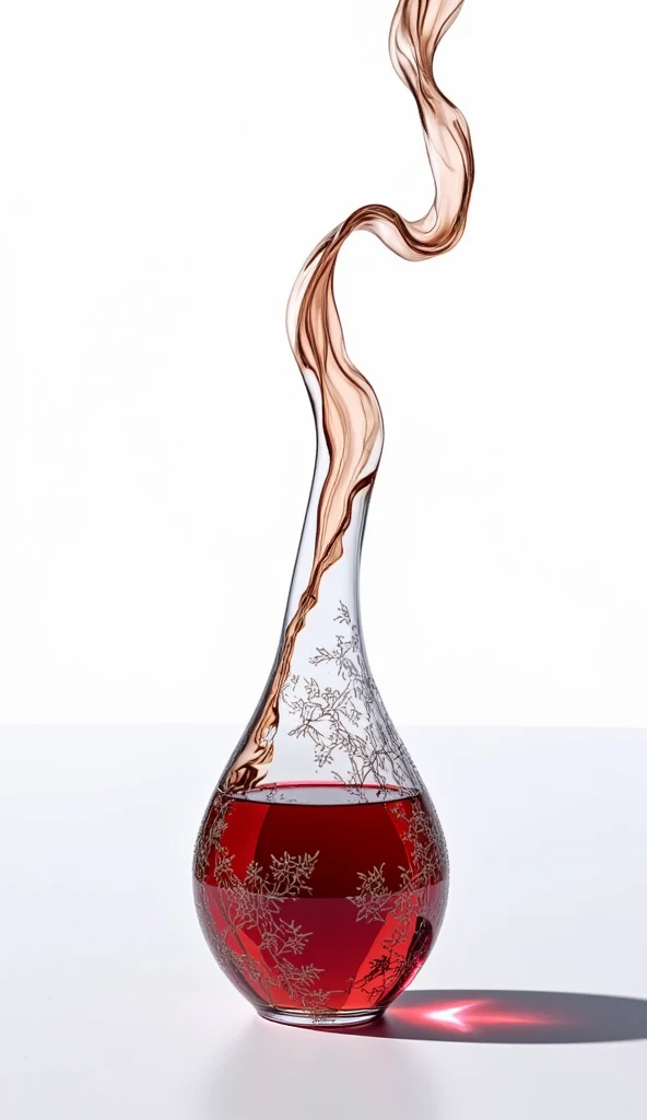 a wine vase pouring wine onto the floor with a clear white background 