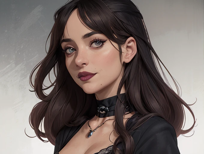   Close-up of a woman wearing a black blouse and a black bra  ,  Charlie Bowater art style , estilo Charlie Bowater, portrait de vampiro, arte do personagem Charlie Bowater, Alena Aenami and germ of art, Neoartcore e Charlie Bowater,   Charlie Bowater rich and deep colors  , lazy art style,  germ of art and Tom Bagshawum close up of a woman with long black hair and a necklace , amoranto, Bela Delfina,  better known as amoranto , Kailee Mandel, black hair and big eyes,   profile picture with close up  ,  handsome young Amoranto ,   pale and shiny skin  ,  portrait de alta qualidade,   with long hair and piercing eyes  ,  skin like ivory,  Sydney Hanson,  white skin tone mode , close up, portrait, cartoon style,  GTA digital illustration of a woman in a black dress and black hair , Beautiful Vampire Queen , beautiful female vampire queen, Gothic maiden,   beautiful Gothic supermodel  , female vampire bonita, , , Gothic maiden of the dark,   Gothic style, gothic woman, Gothic clothes, Gothic clothes, vampire fashion, female vampire,   wearing a gothic dress Close-up of a woman with long hair and a sweater  ,   curly brown hair  , beautiful model,  portrait de alta qualidade,   Medium Soft Light Portrait  , looks like young Liv Tyler, portrait colorido,  pretty woman,  curly blonde hair  | d & d, bela iluminação de portrait,  A beautiful young woman , very beautiful model, 50mm Portrait,    Character style illustration Completely naked breasts showing fear Small breast size Cartoon name  :   there is a woman wearing a black blouse and a choker , portrait rossdraws, wlop rossdraws, portrait de personagem em close,  germ of art  portrait, detailed portrait of anime girl, rossdraws 1. 0,  germ of art . high detail,  Art in the style of Guweiz , extremely detailed  germ of art ,  germ of art  detailed