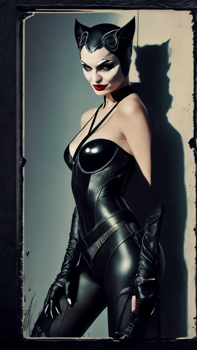 dark art in the style of nicola samori, maxmonolith by Dan Piraro, (glossy but extremely beautiful:1.4), (intricate details, masterpiece, best quality:1.4), silhouette contrast, Retro-futuristism, vintage sci-fi, 50s and 60s style, atomic age, vibrant, highly detailed, retro futurism, dynamic pose, looking at viewer, female wearing fetish clothes and metallic high heel boots, pronounced (thick thighs:1.6), buxom, pudgy, voluptuous, midriff, seductive, bodacious, vicarious, aroused, naughty