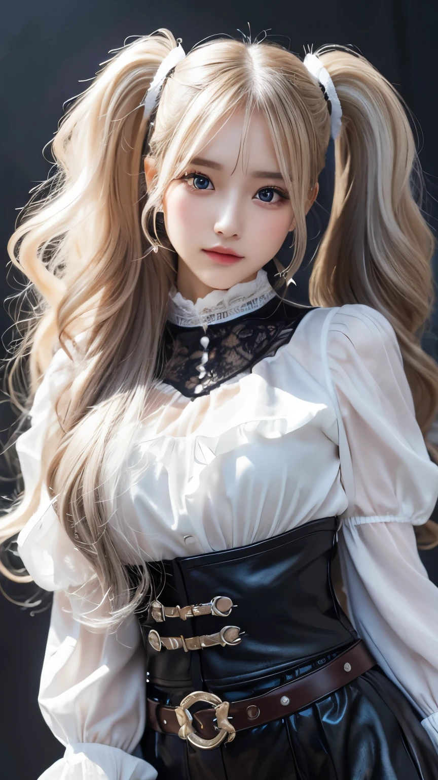 Gothic ****ta:2.0、round face:2.0、 Twin Tails 、forehead、Curly Hair:2.0、cowboy shot:2.0、Extreme pose、white Hair:1.0、Super Long Hair:2.0、Waist-length hair、Northern Europe:1.0、beautiful girl、White background、cute、Young、True Face、Shiny Hair、whole body、tab highest quality, figure, super detailed, finely, High resolution, 8k wallpaper, Perfect dynamic composition, detailed and beautiful eyes,blondes, Natural Color Lip,white background, random cute poses,