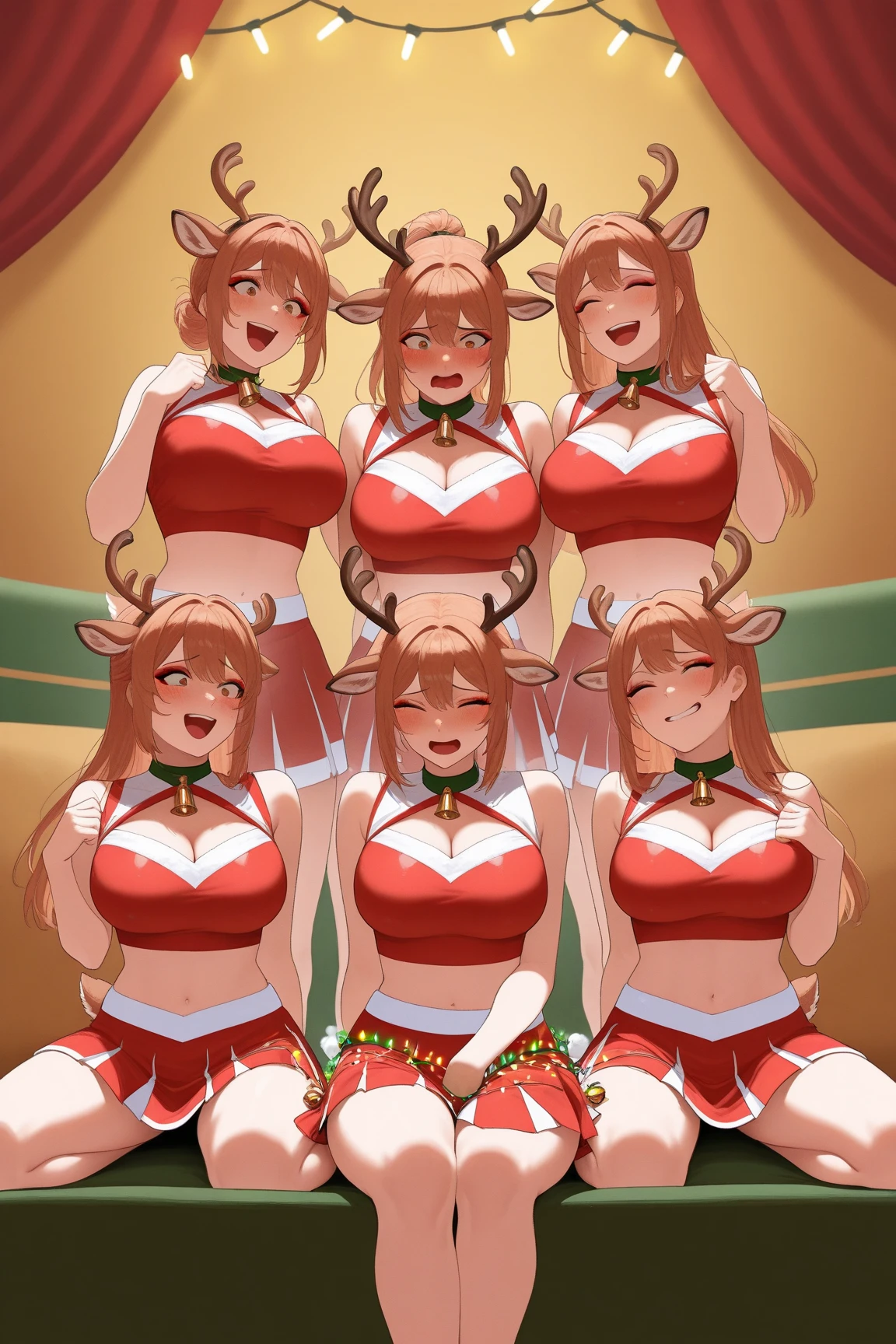 (masterpiece, best quality:1.2), solo, 1girl, obese raphtalia, smile, looking at viewer, cute pose, obese body, red christmas bikini, standing, pantyhose, raccoon tail, indoors,