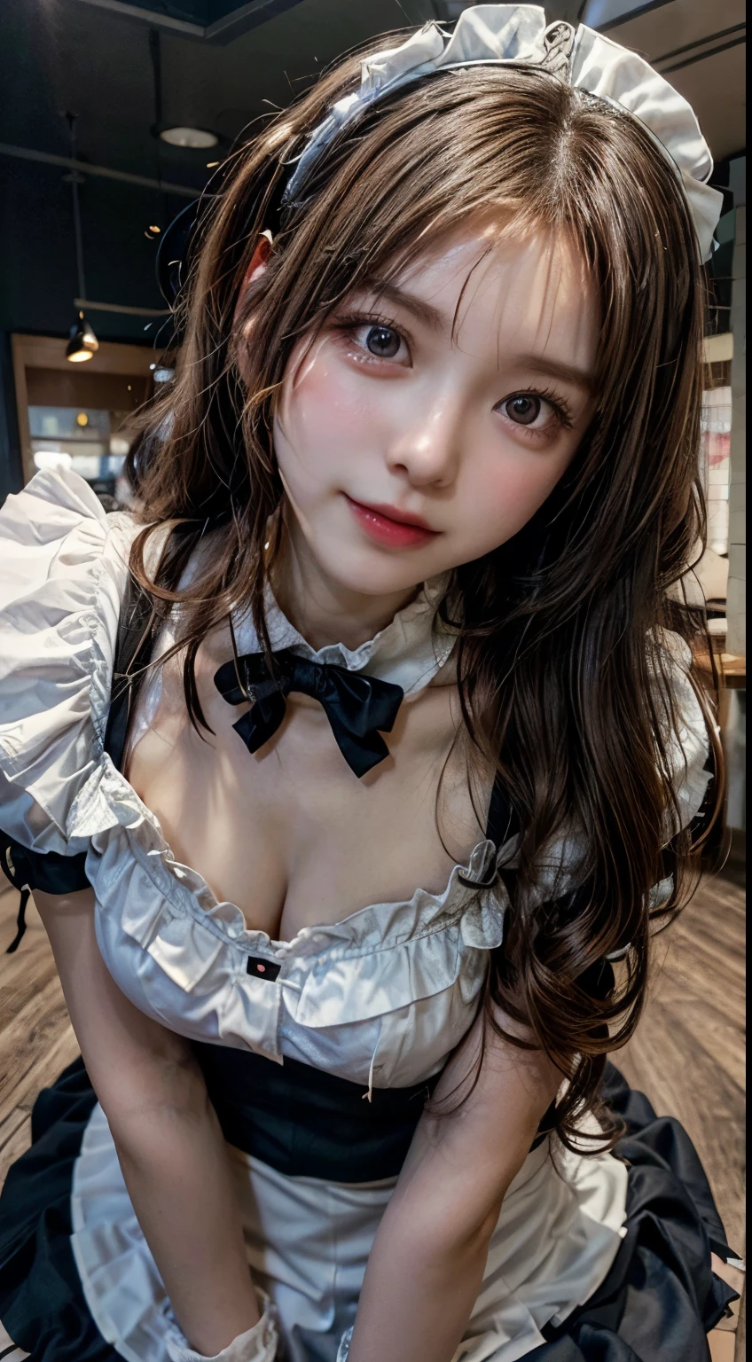 (realistic、Photoreal:1.37)、NSFW, incredibly absurd、(Extremely detailed:1.3)、8k、(masterpiece)、(highest quality:1.4)、(超A high resolution:1.2)、(Raw photo:1.2)、super detailed background、Bedroom, Are sleeping,(unity 8k wallpaper)、1 Nogizaka Girl、So cute、beautiful girl、18-year-old、(gothic loli fashion)、A delicate and beautiful face, eyes, and skin、detailed black shiny hair、small and medium breasts、cleavage、open chest、elegant ruffles、 ruffle tie、ribbon tie、Rose Hair Accessories、delicate lace、soft fabric、beautiful rose pattern dress、smile at the camera、cowboy shot、european castle landscape、professional lighting