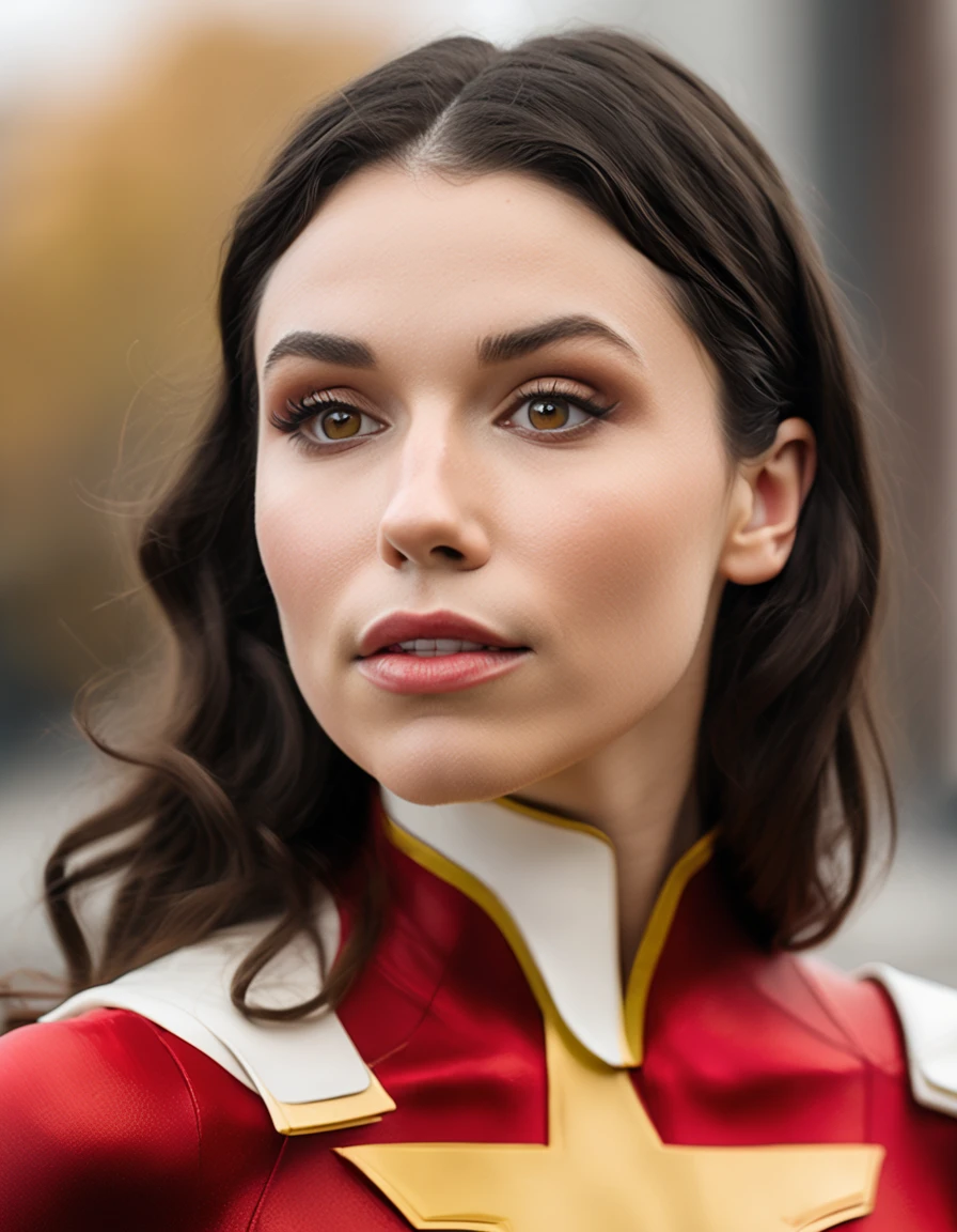 professional portrait photo of Grccrlncrry woman, looking at the camera, highly detailed, skin texture , cosplaying as Mary Marvel