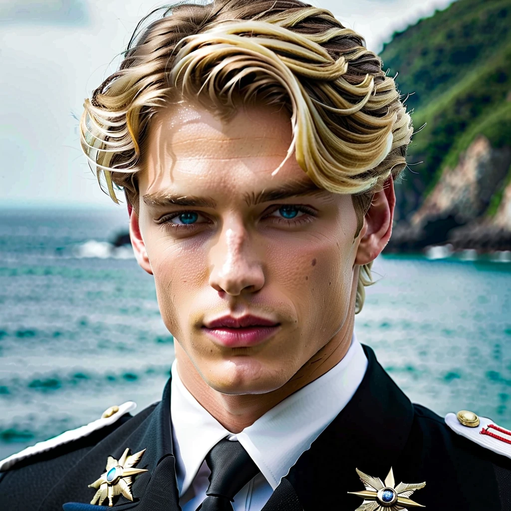 ZacEfron a man wearing a black military outfit, standing in a field  (high detailed skin:1.2), 8k uhd, dslr, soft lighting, high quality, film grain, Fujifilm XT3