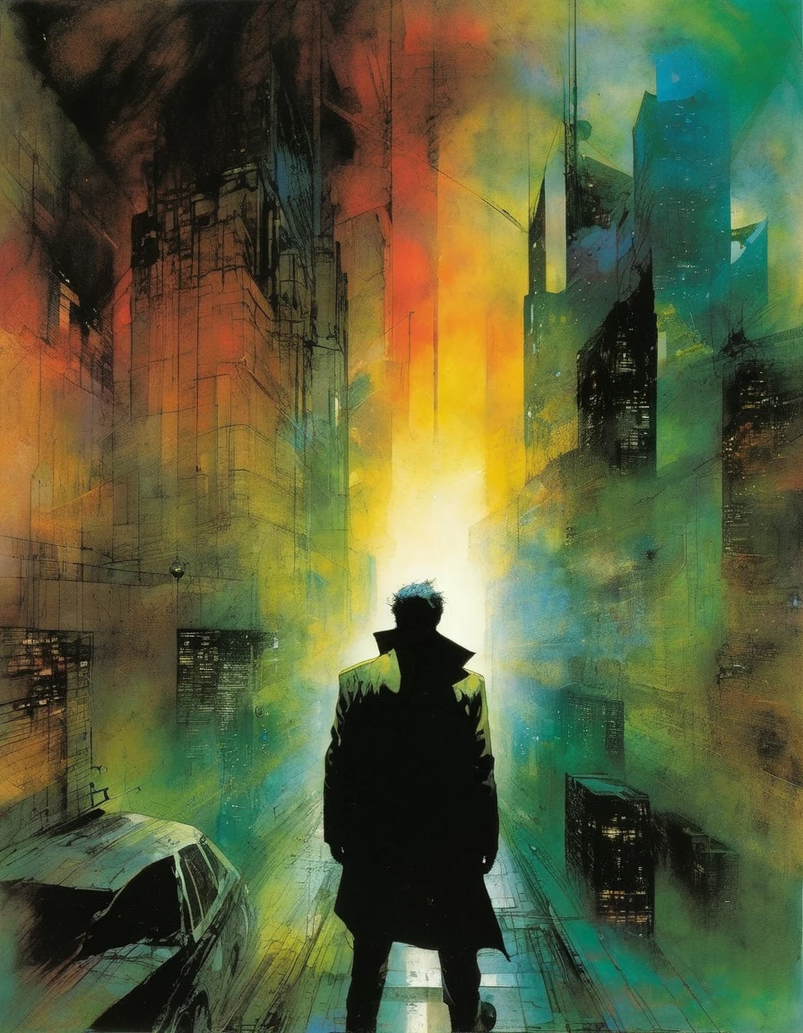 the man lost in oblivion, art inspired by Bill Sienkiewicz and Dave McKean
