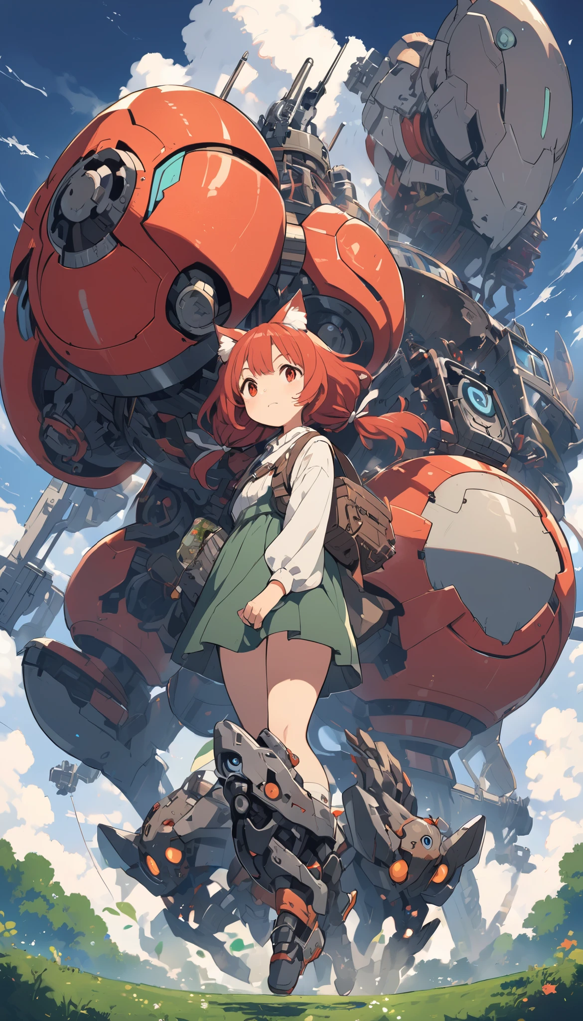 Ghibli, mechanical life form, Cat-Eared Girl,