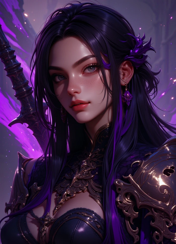anime character with purple hair and glowing eyes in front of a dark background, handsome guy in demon slayer art, epic fantasy art style, badass anime 8 k, epic fantasy digital art style, detailed digital anime art, human male demon, portrait of hades, epic fantasy art style hd, fierce expression 4k, demon male, extremely detailed artgerm