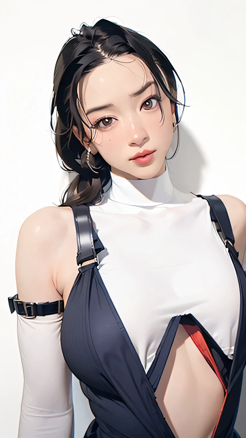 hinata\(boruto\), hinata from the anime naruto, light purple eyes, shoulder length hair, black hair, bangs, ponytail, beautiful, beautiful woman, perfect body, perfect breasts, wearing a tennis outfit, wearing a tennis hat, being on the tennis court, holding a tennis racket, looking at the audience, a slight smile, realism, masterpiece, textured leather, super detailed, high detail, high quality, best quality, 1080p, 16k, armpit, arm up, nsfw, no bra, breasts, nipples, breasts outside