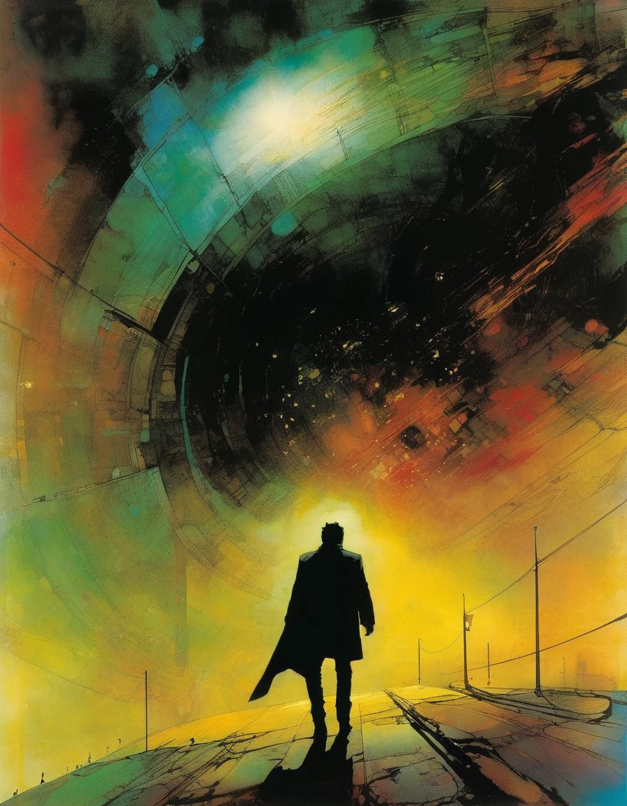 the man lost in oblivion, art inspired by Bill Sienkiewicz and Dave McKean
