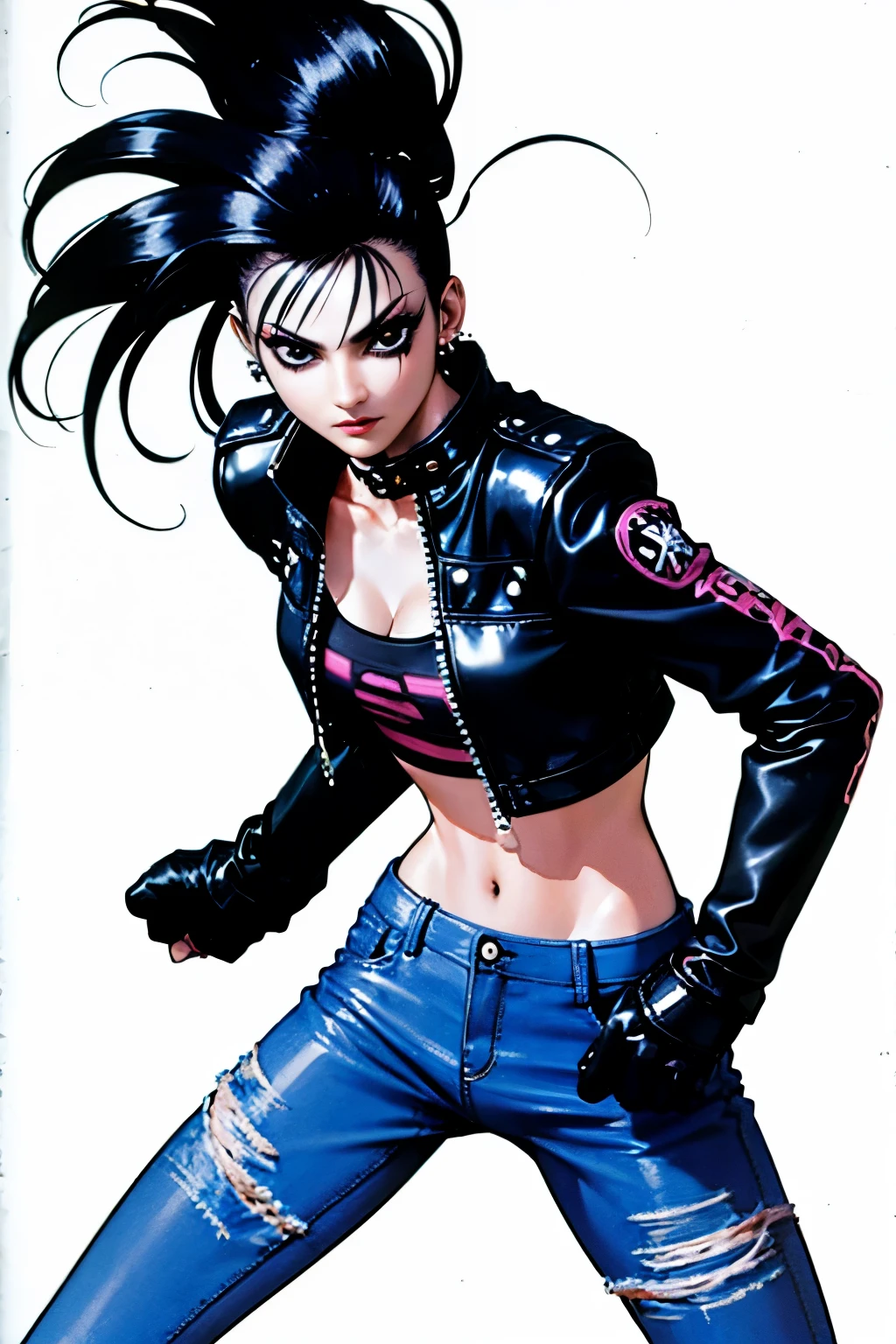 sfiiam, punk, Female Warrior, punk outfit,  skinny jeans, Black Makeup, earrings, wallpaper