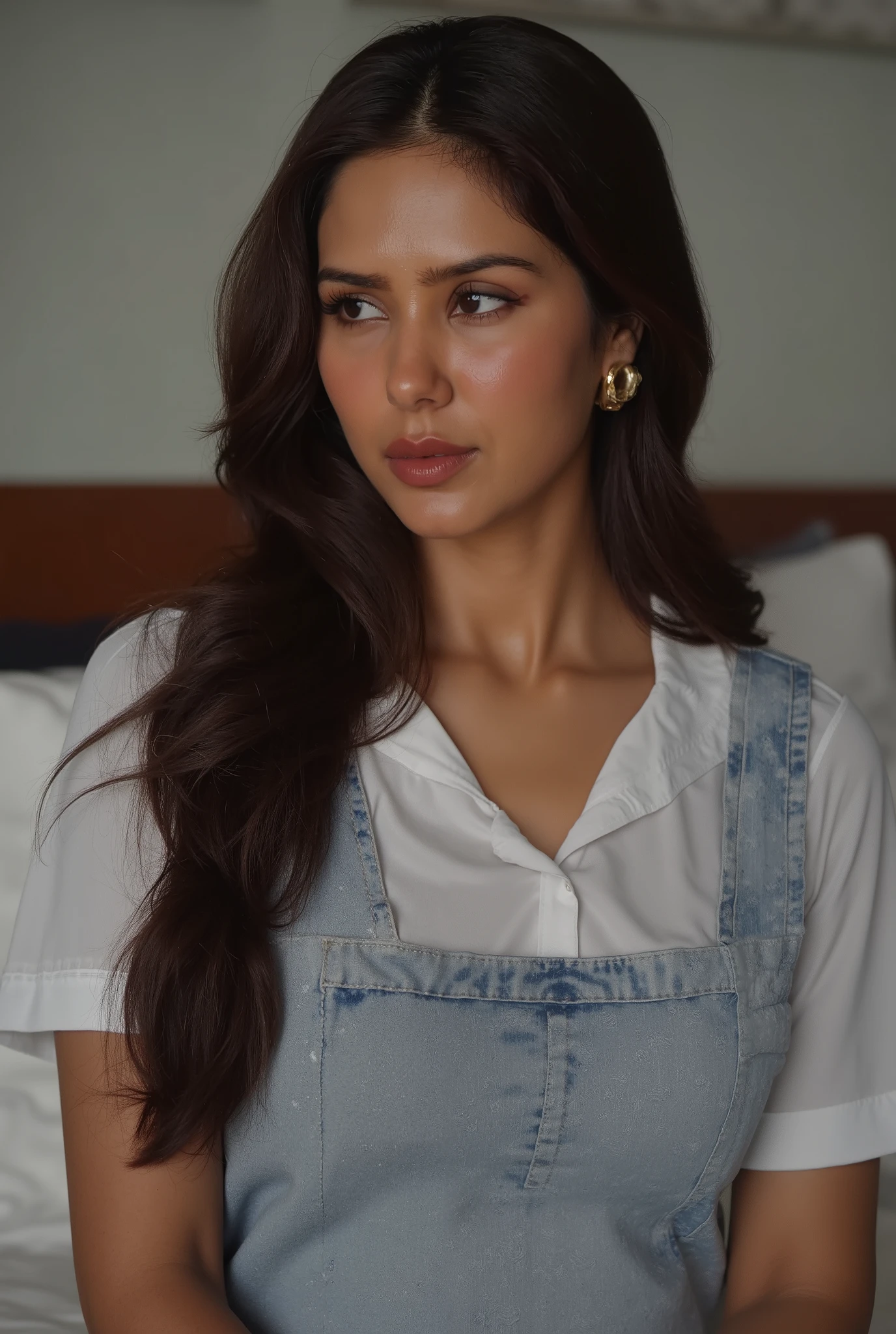Sonan bajwa, indian actress, brown eyes, beautiful face, supermodel face, amazing eyes, ((schoolgirl uniform, Japanese school uniform)), ((incoming kiss, kiss pov, duck face)), realistic image, photoshoot, enhanced details, standing straight