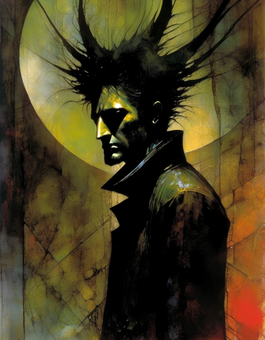 the man lost in oblivion, dark, horror, scifi, art inspired by Bill Sienkiewicz and Dave McKean
