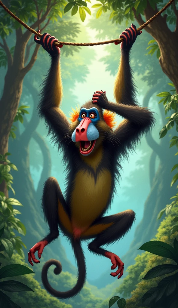 (by Taran Fiddler), (by chunie), primate, feral monkey, male, older male, grandpa, old, elderly, facial hair, mustache, beard, grey skin, dark fur, shaggy fur, droopy eyes, slightly chubby, wide hips, thick thighs, spreading legs, small cock, tapering penis, butt focus, ????, perineum, deep anus, backsack, giant balls, sagging balls, cum, jungle, prehensile primate feet, moaning, orgasm face, tongue out, looking down at viewer, sunlight, overexposed image, warm light, hot light, looking pleasured, tribal
