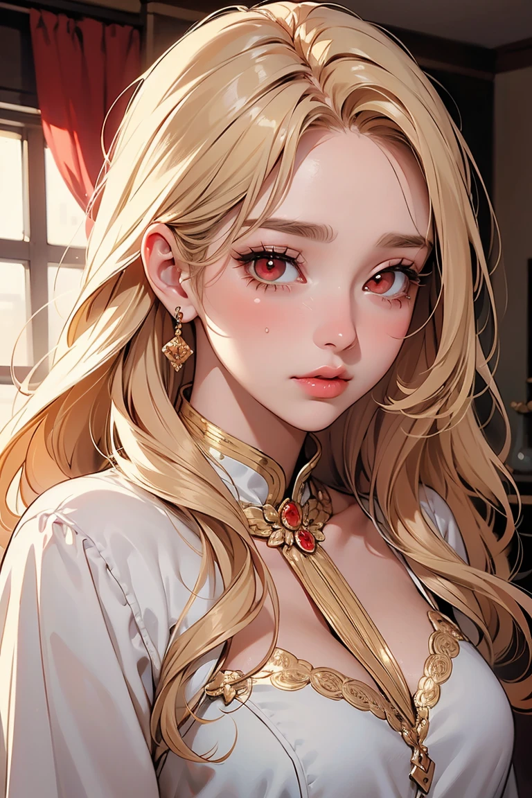 brown long hair, brown eyes, big boobs, Marie Antoinette