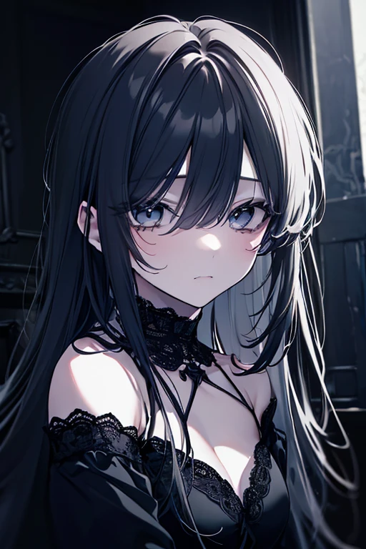 Expressionless gothic dark girl